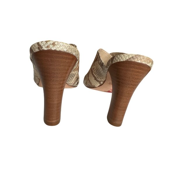 Johnston & Murphy Slip On MulesGreen Gray  Open-Toe Snake Print Leather Size 7.5 - Picture 3 of 8